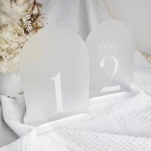 Set Wedding Table Sign With Numbers Frosted